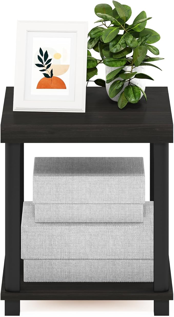 Furinno Turn-N-Tube Side Table, 2-Tier Thick Tabletop End Table - Image 5