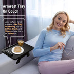 SINWANT Couch Arm Table, Bamboo Clip On Side Table Tray, Foldable Sofa Arm Tray - Image 2