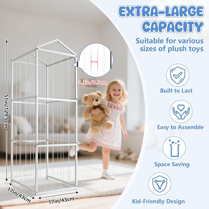NomNest Stuffed Animal Storage Zoo, Large Metal Plushies Organizer, Heavy Duty - Image 4
