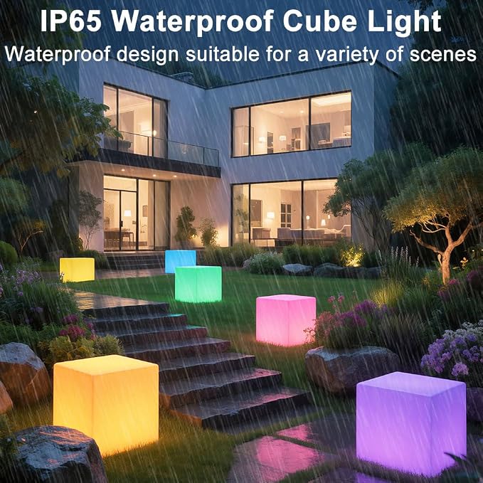 LED Cube Chair for Kids, 14-Inch RGB Color Changing LED Cube Seat w/ Remote - Image 5