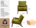 Mid Century Modern Chair Set of 2, Upholstered Lounge Arm Chair - Image 2