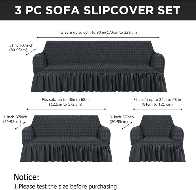 Fanfanwin 3 Pcs Sofa Slipcover Set - Image 2