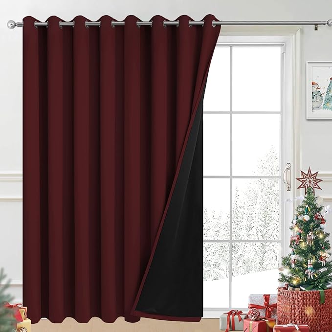 Yakamok Burgundy Red Blackout Patio Door Curtain Panels W100 x L84, 1 Panel | by Yakamok