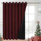 Yakamok Burgundy Red Blackout Patio Door Curtain Panels W100 x L84, 1 Panel | by Yakamok