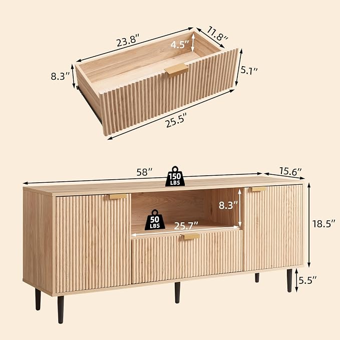 Okvnbjk Modern TV Stand for 65 Inch TV, TV Consoles for Living Room, Media - Image 4