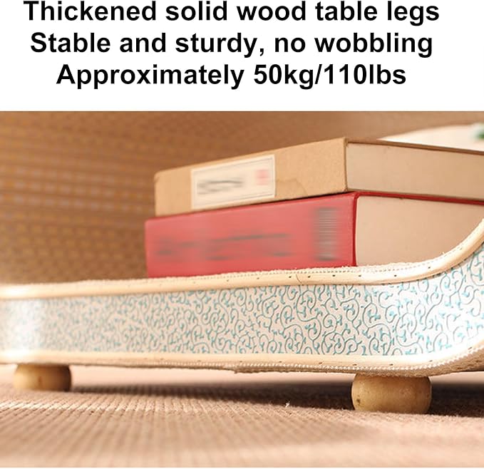 Japanese Floor Table, Curved Wooden Woven Tatami Table, Double Layer Storage - Image 6