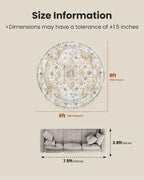 AMADA HOMEFURNISHING Round 8ft Area Rugs, Low-Profile Washable Rug - Image 2