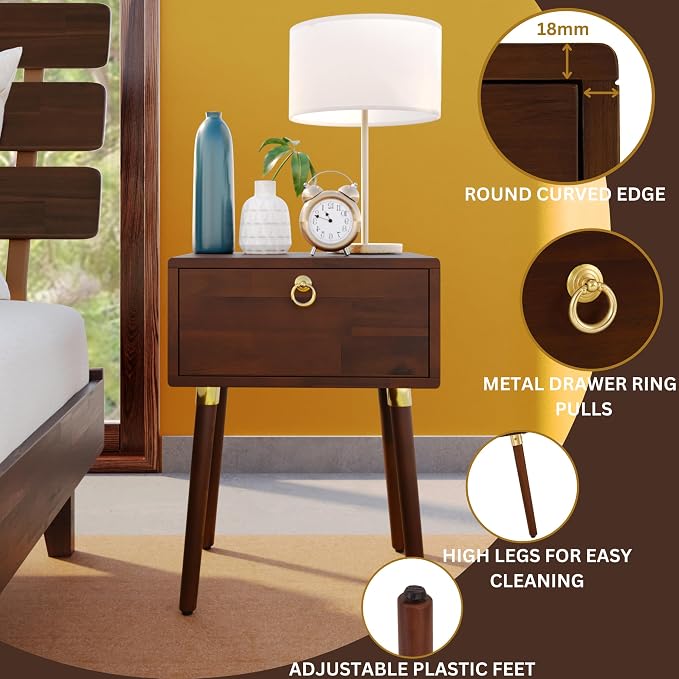 Bme Caden Solid Wood Nightstand/Side Table/End Table, Fully Assembled, - Image 4
