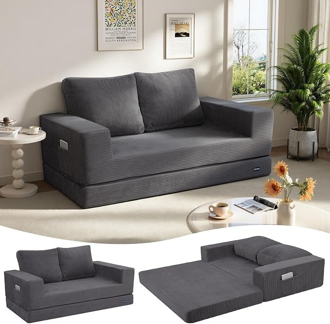 COMAX Convertible Sofa Bed Queen, Folding Fold Out Couch Bed, Floor Futon Couch by COMAX