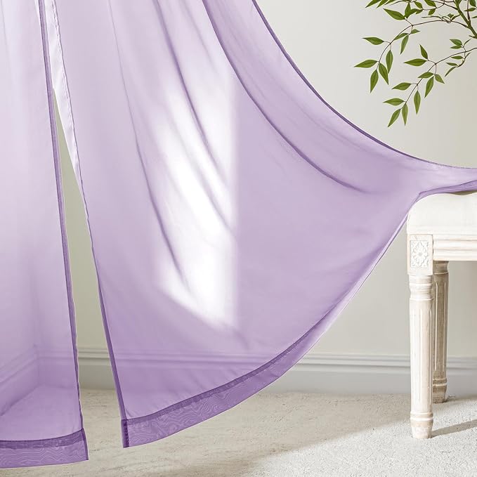 MIULEE Light Purple Sheer Curtains 84 Inches Long 4 Panels 42 x 84 Inches | - Image 5