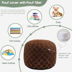 HIGOGOGO Round Stuffed Pouf Ottoman, Plaid Poufs - Image 3