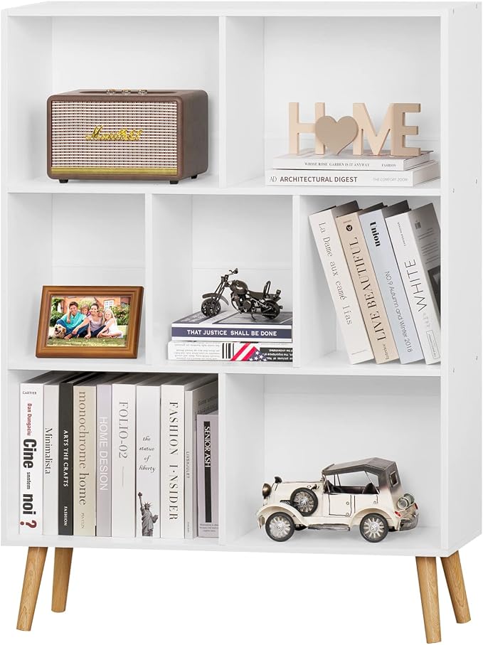 YAHARBO White Bookshelf, 3 Tier Book Shelf by YAHARBO