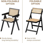 Furlide Rattan Folding Chairs, Modern Mid Century Dining Chairs Set of 2 - Image 4
