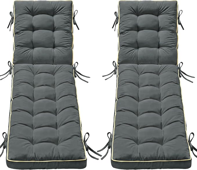 2 Pack 80x26 Inch Folding Chaise Lounge Cushion Quick Dry by AMCATON