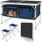 Folding Camping Table with Storage Compartment Aluminum Lightweight Camp by HYMnature