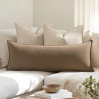 MIULEE Decorative Linen Lumbar Pillow Cover 14x36 Inch Khaki | Fall Autumn Boho - Image 3