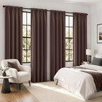 MIULEE 84 Inch Length Dark Brown Blackout Bedroom Curtains Set of 4 | Thermal - Image 2