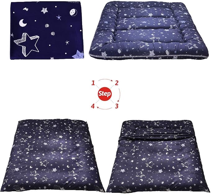 MAXYOYO Navy Star Futon Mattress Japanese Tatami Mat Foldable Futon Portable - Image 7