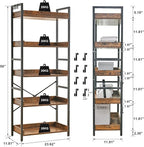 HCHQHS Adjustable 5 Tier Open Bookcase, Rustic Farmhouse Book Shelves, - Image 3