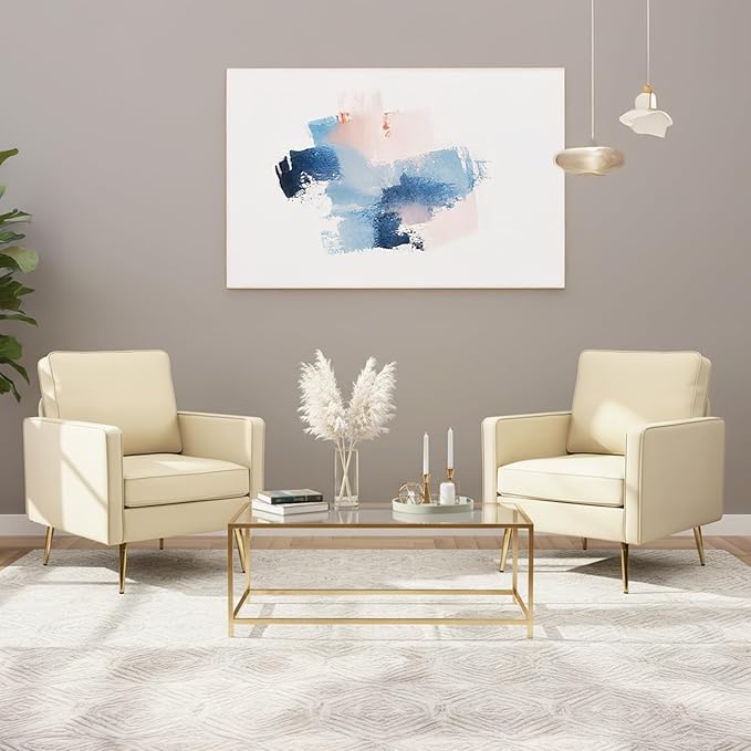 VINGLI Modern PU Leather Accent Chairs Set of 2, Single Sofa Chair by VINGLI