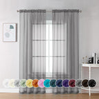 Chyhomenyc Sheer Curtains 84 inches Long 2 Panels, Charcoal Grey | Light by Chyhomenyc