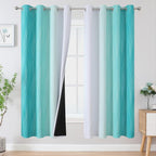 Teal and Grayish White Ombre Blackout Curtains by ESTELARTEXTILER
