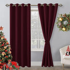 Blackout Curtains for Bedroom 52 x 84 Inches Long Burgundy 2 Panels | Thermal by Hiasan