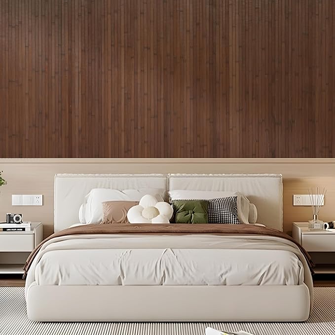 OUZUGIE 2 Pack 96x48 Inch Natural Bamboo Wall Panel – Coffee Pole Wrap Paneling - Image 8