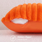 decorUhome Fall Faux Fur Throw Pillow Covers 12x20 Set of 2 Orange | Decorative - Image 3