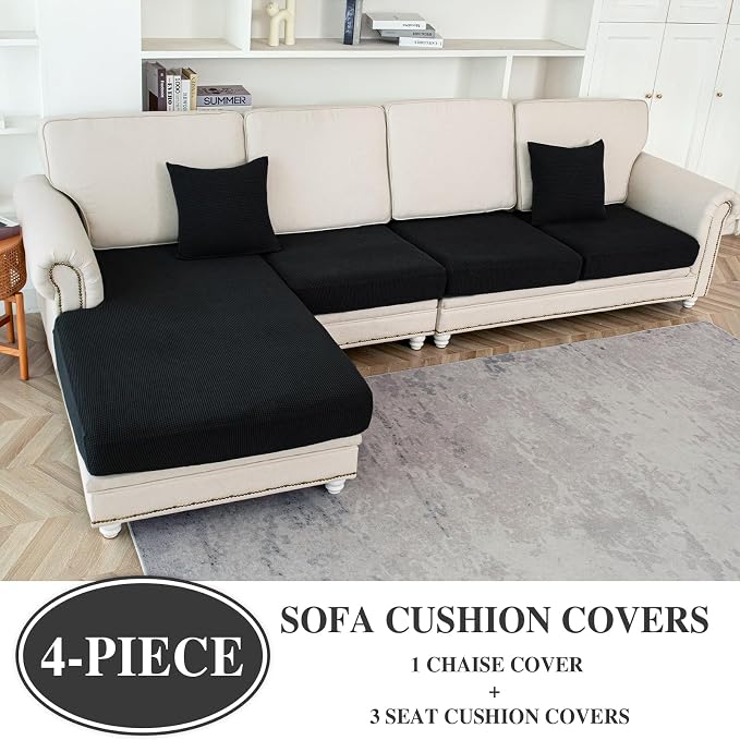 LA MEACK Couch Cushion Covers for Sectional Sofa L Shape Washable Separate Seat - Image 2
