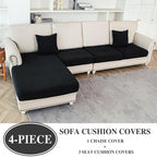 LA MEACK Couch Cushion Covers for Sectional Sofa L Shape Washable Separate Seat - Image 2