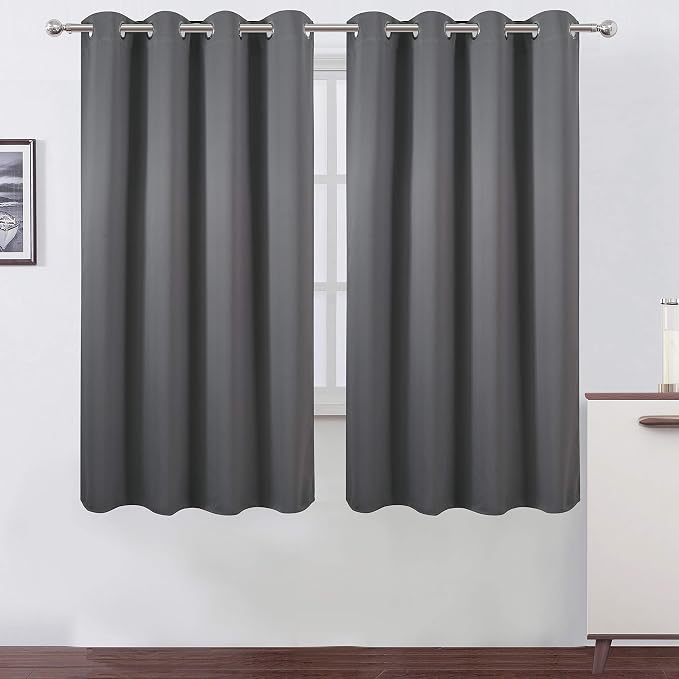 Grey Bedroom Blackout Curtains/52 x 63 Inch Long/Set of 2 Curtain by Lemomo