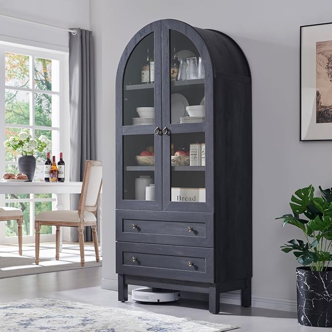 IFGET 71" Tall Arched Kitchen Pantry Cabinet, Wood Kitchens Storage Cabinets - Image 3