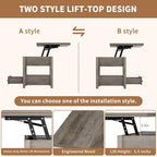 SYESWAY 42'' Lift Top Coffee Table, 4-in-1 Multifunctional Lift Coffee Table - Image 5