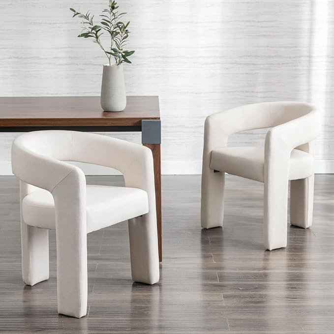 BESTANO Set of 6 Modern Linen Fabric Upholstered Dining Chairs - Image 2
