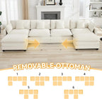 147'' Sectional Cloud Deep Seat Couch, Oversized Chenille U Shaped Sectional - Image 6