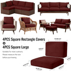 8Pcs Outdoor Cushion Covers, Stretch Patio Furniture Couch Chair Slipcovers | - Image 2