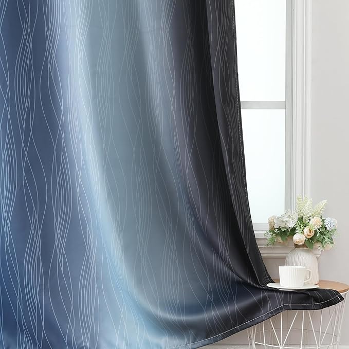 Navy Blue and Black Ombre Blackout Curtains - Image 6