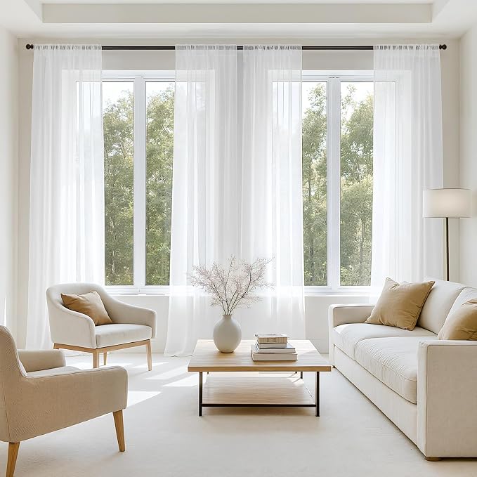 MIULEE White Sheer Curtains 78 Inches Long 4 Panels 42 x 78 Inches | Light by MIULEE