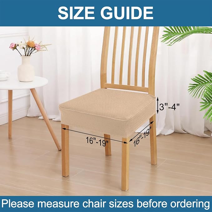 Smiry Waterproof Seat Covers for Dining Room Chairs Set of 2, Stretch Jacquard - Image 2