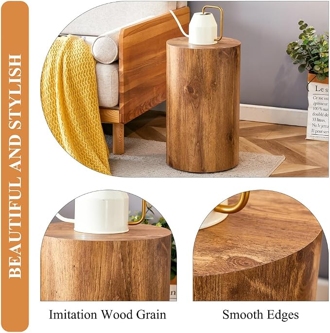 Round Side Table, End Table Living Room Table, Sofa Couch Bedside Table - Image 6