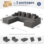 Living&Giving 128" U-Shaped Cloud Sectional Couch - Image 2