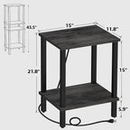 TUTOTAK End Table with Charging Station, Small Side Table with Outlets - Image 3