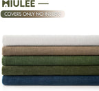 MIULEE Olive Green Chenille Couch Throw Pillow Covers, 18x18 | Set of 2 - Image 8