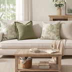 Set of 2 Decorative Floral Pillow Covers 22x22 Inch Sage Green | Neutral - Image 4