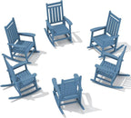 SERWALL HDPE Outdoor Rocking Chair Set of 6, Patio Rocking Chairs by SERWALL