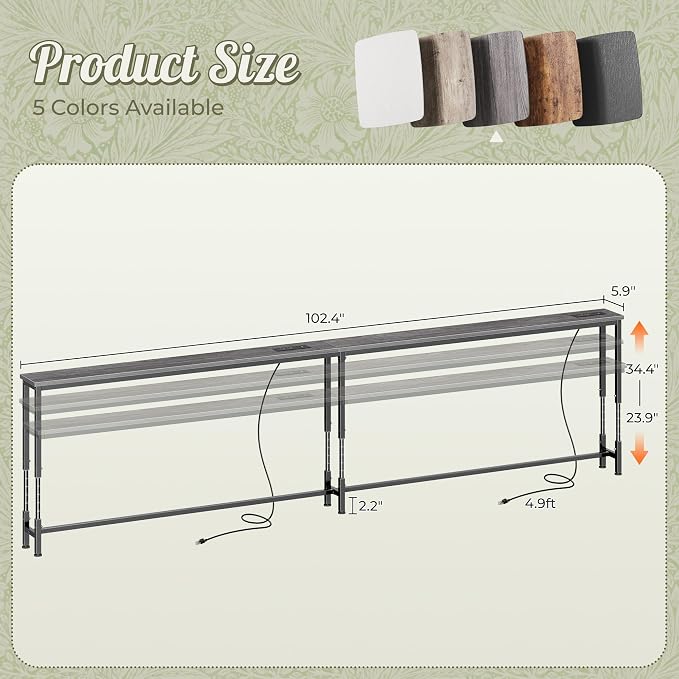 Huuger 102.4 Inch Sofa Table - Image 3