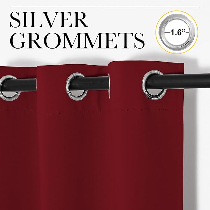 NICETOWN Burgundy Red Blackout Curtains 120 inches Length - Image 2