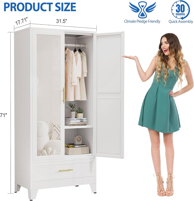 GAIOUS Steel Armoire Wardrobe Closet - Image 2