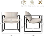 Kromax Sling Accent Chair, Cozy Living Room Chairs, Square Metal Frame - Image 2